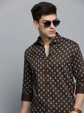 Men Green Printed Casual Shirt-BESTCOLOURPRINT-4129-Olive